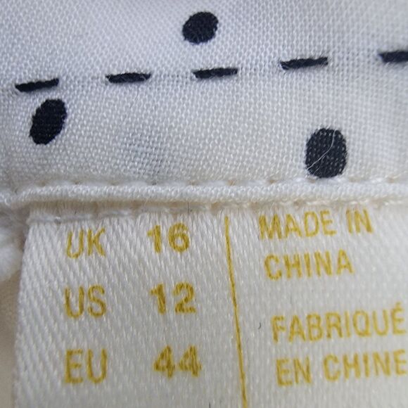 Maeve By Anthropologie Wht/blk Polka Dot Tie Bac Top Sz 12 Cottage Retro Office - Picture 4 of 5